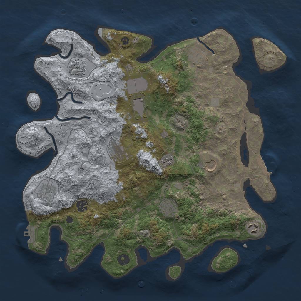 Rust Map: Procedural Map, Size: 3800, Seed: 7173173, 17 Monuments
