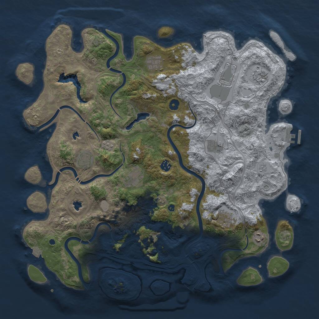 Rust Map: Procedural Map, Size: 4500, Seed: 860235482, 15 Monuments