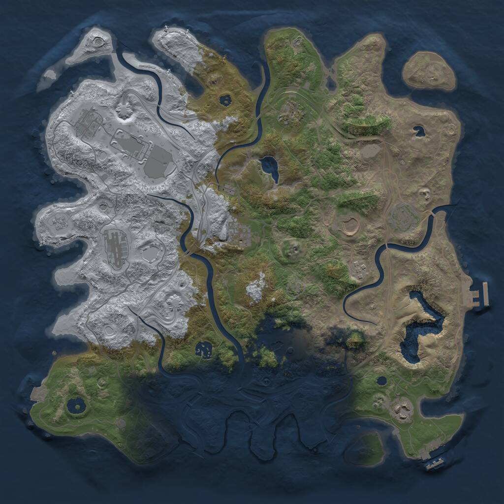 Rust Map: Procedural Map, Size: 4250, Seed: 864047449, 17 Monuments