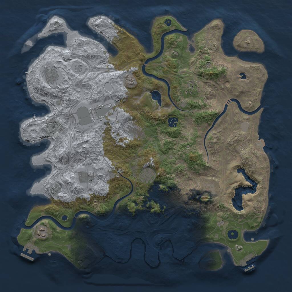 Rust Map: Procedural Map, Size: 4250, Seed: 864047449, 16 Monuments