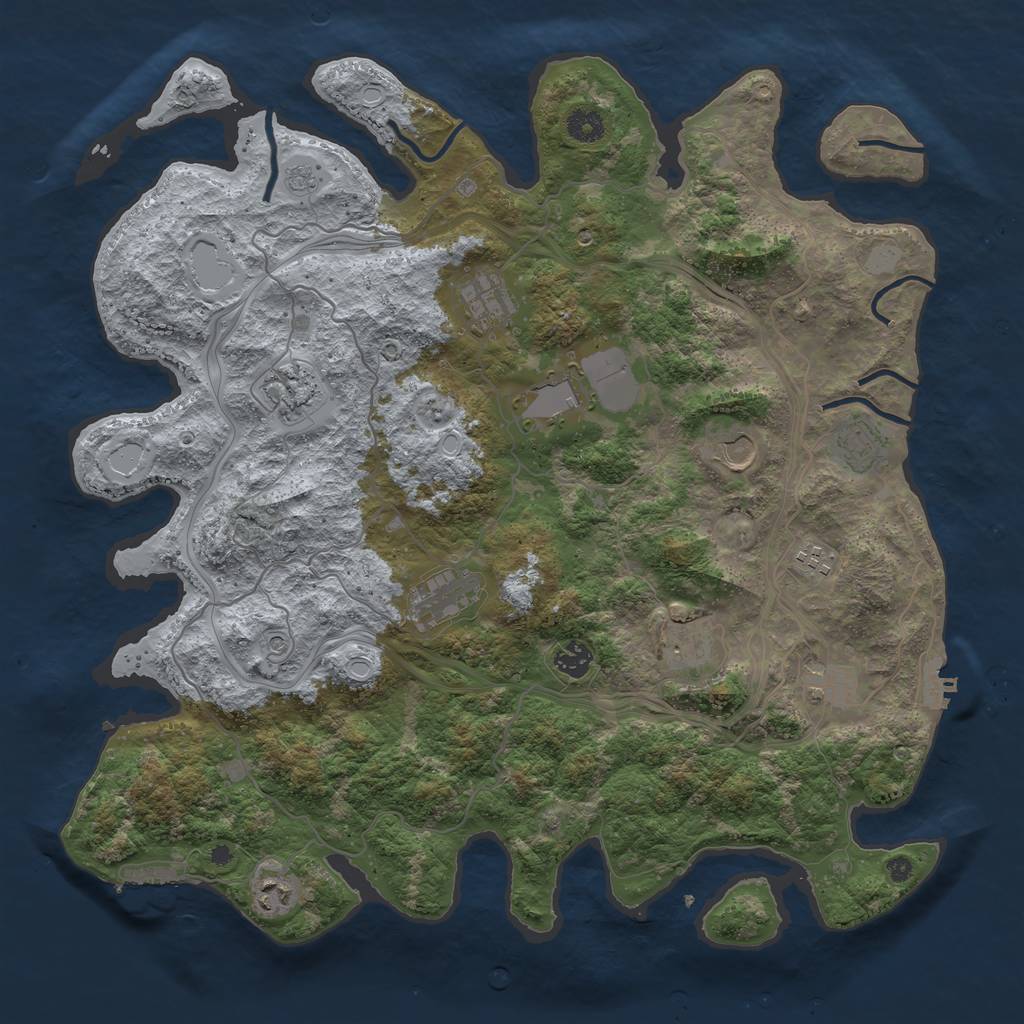 Rust Map: Procedural Map, Size: 4250, Seed: 864047449, 20 Monuments