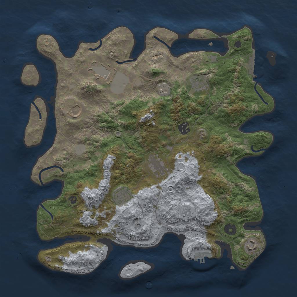 Rust Map: Procedural Map, Size: 3700, Seed: 382187, 17 Monuments
