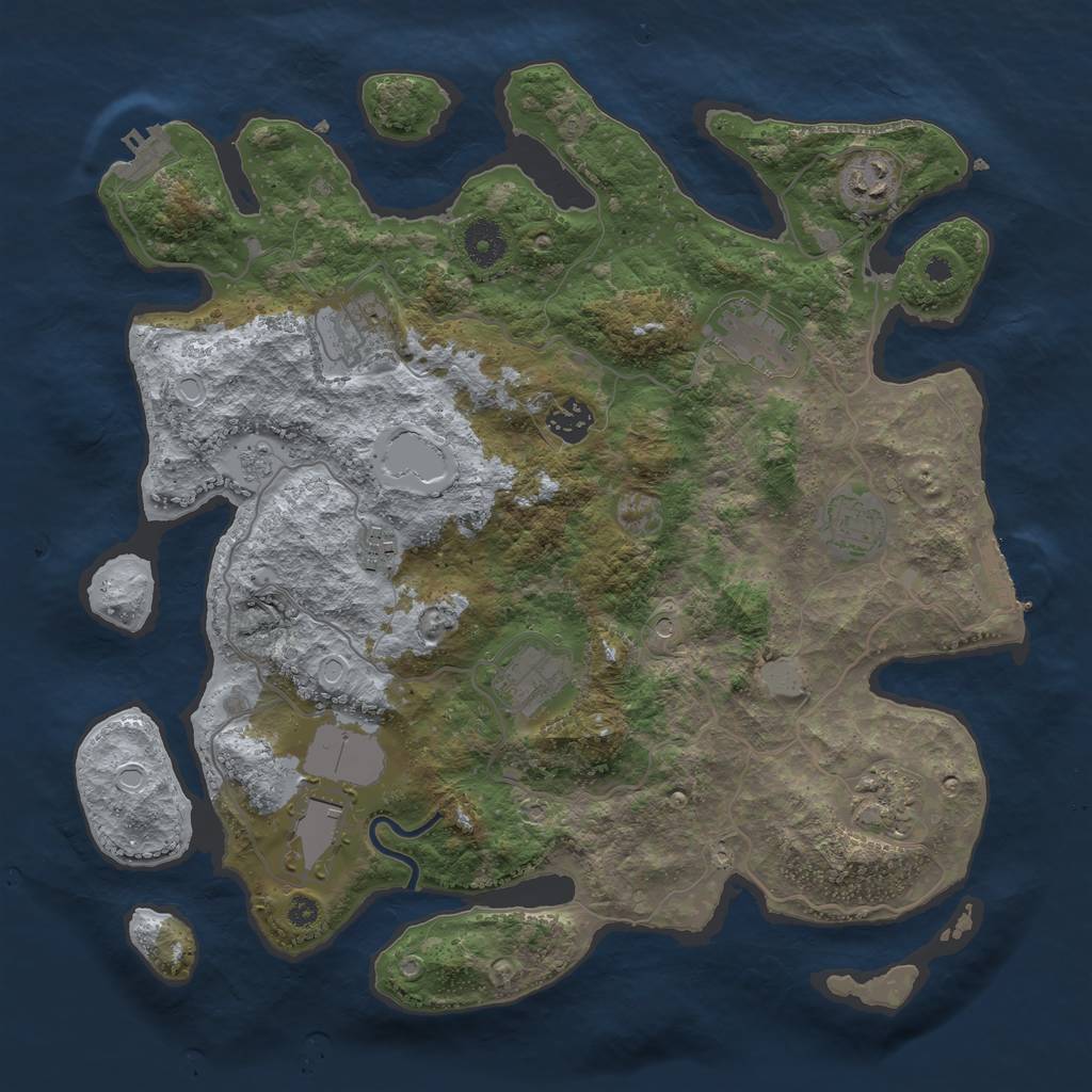 Rust Map: Procedural Map, Size: 3700, Seed: 739715, 18 Monuments