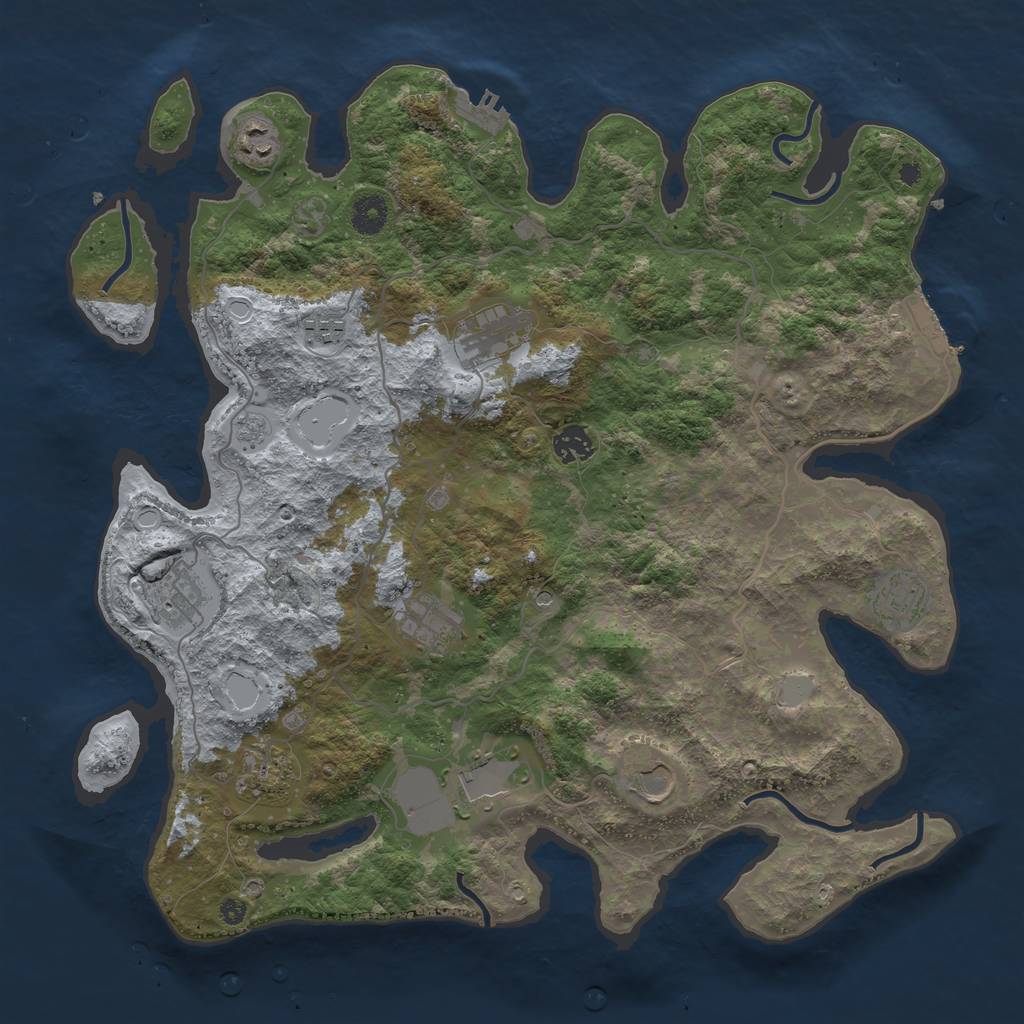 Rust Map: Procedural Map, Size: 4000, Seed: 611653137, 19 Monuments