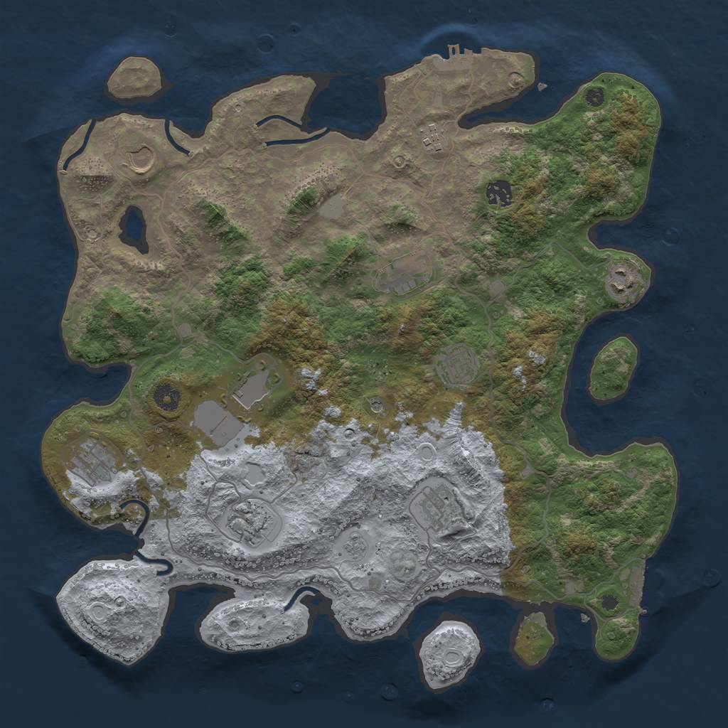 Rust Map: Procedural Map, Size: 4000, Seed: 261216, 19 Monuments