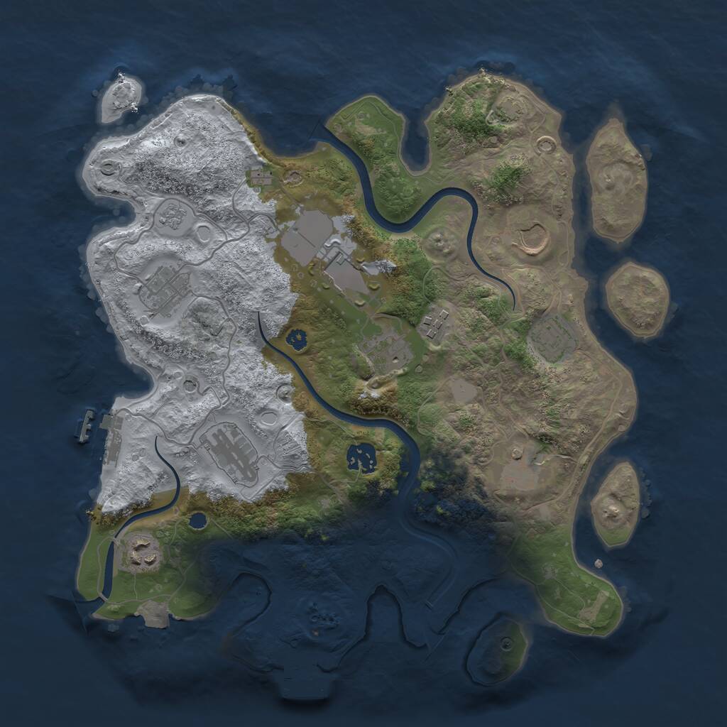 Rust Map: Procedural Map, Size: 3500, Seed: 36009747, 16 Monuments