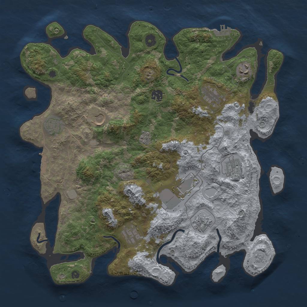 Rust Map: Procedural Map, Size: 3900, Seed: 5559718, 19 Monuments