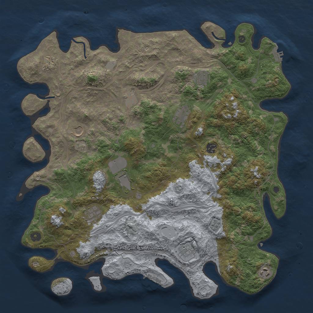 Rust Map: Procedural Map, Size: 4500, Seed: 1239147108, 20 Monuments