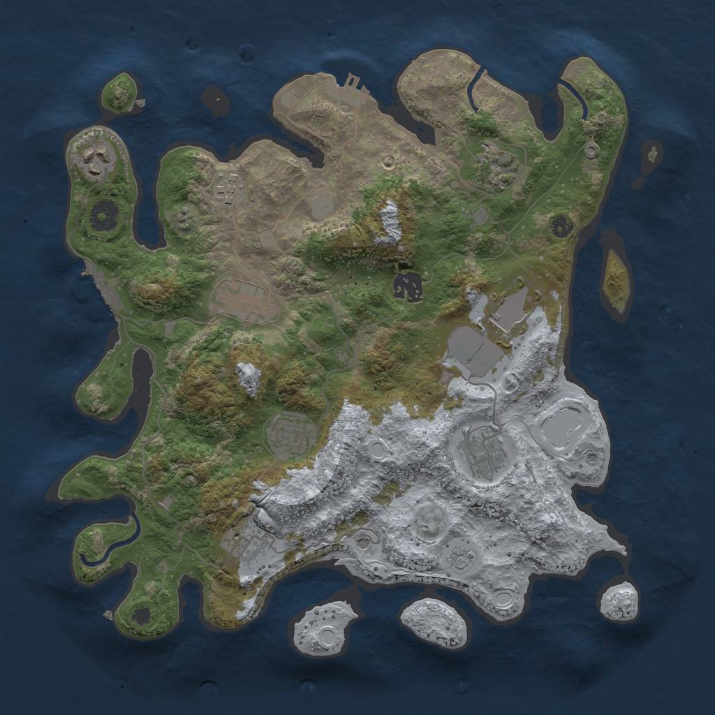 Rust Map: Procedural Map, Size: 3500, Seed: 364291142, 18 Monuments