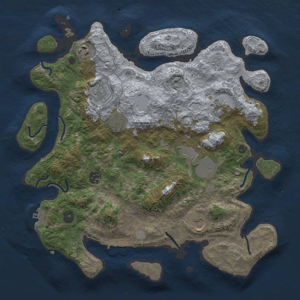 Rust Map: Procedural Map, Size: 3700, Seed: 988554, 17 Monuments