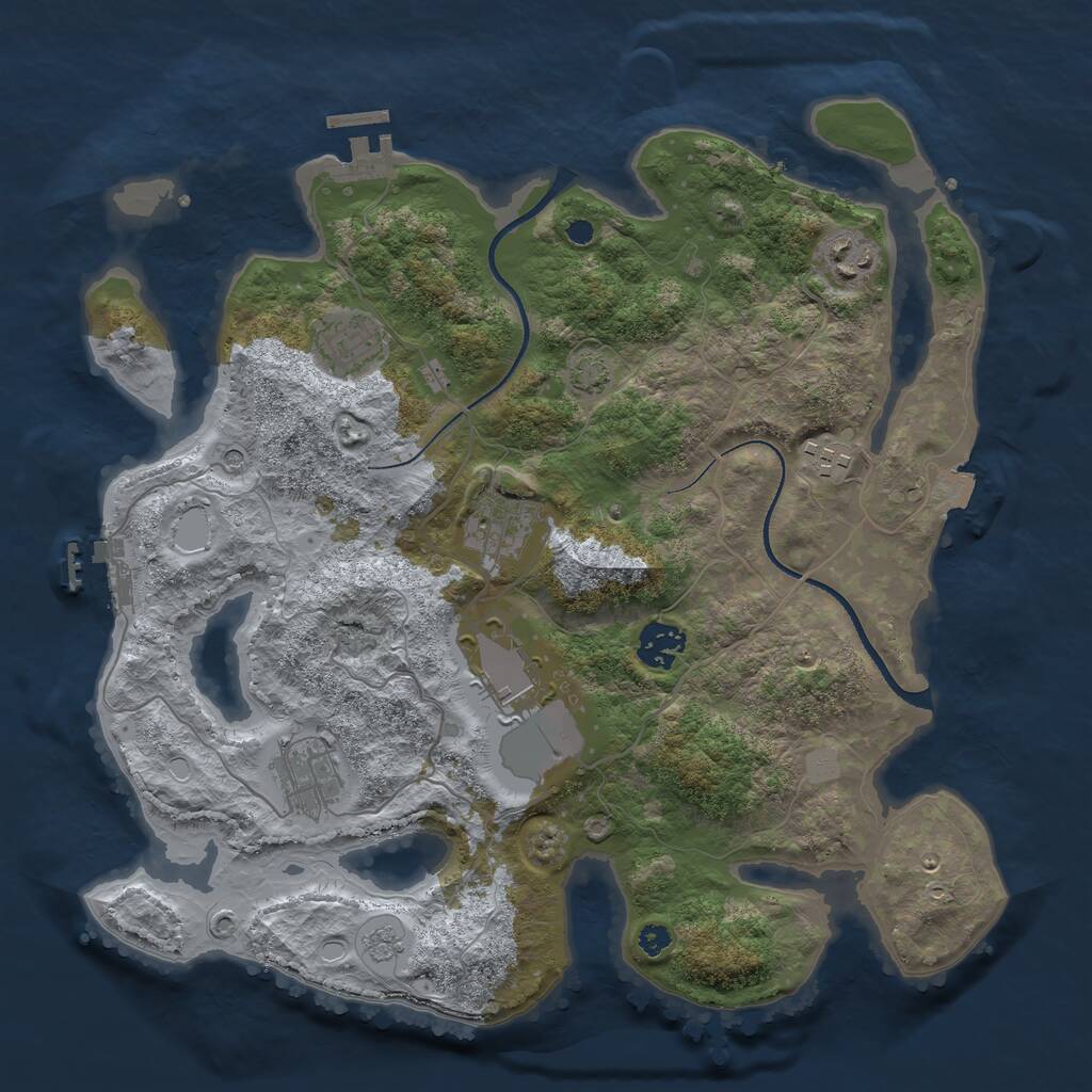 Rust Map: Procedural Map, Size: 3500, Seed: 81065288, 13 Monuments