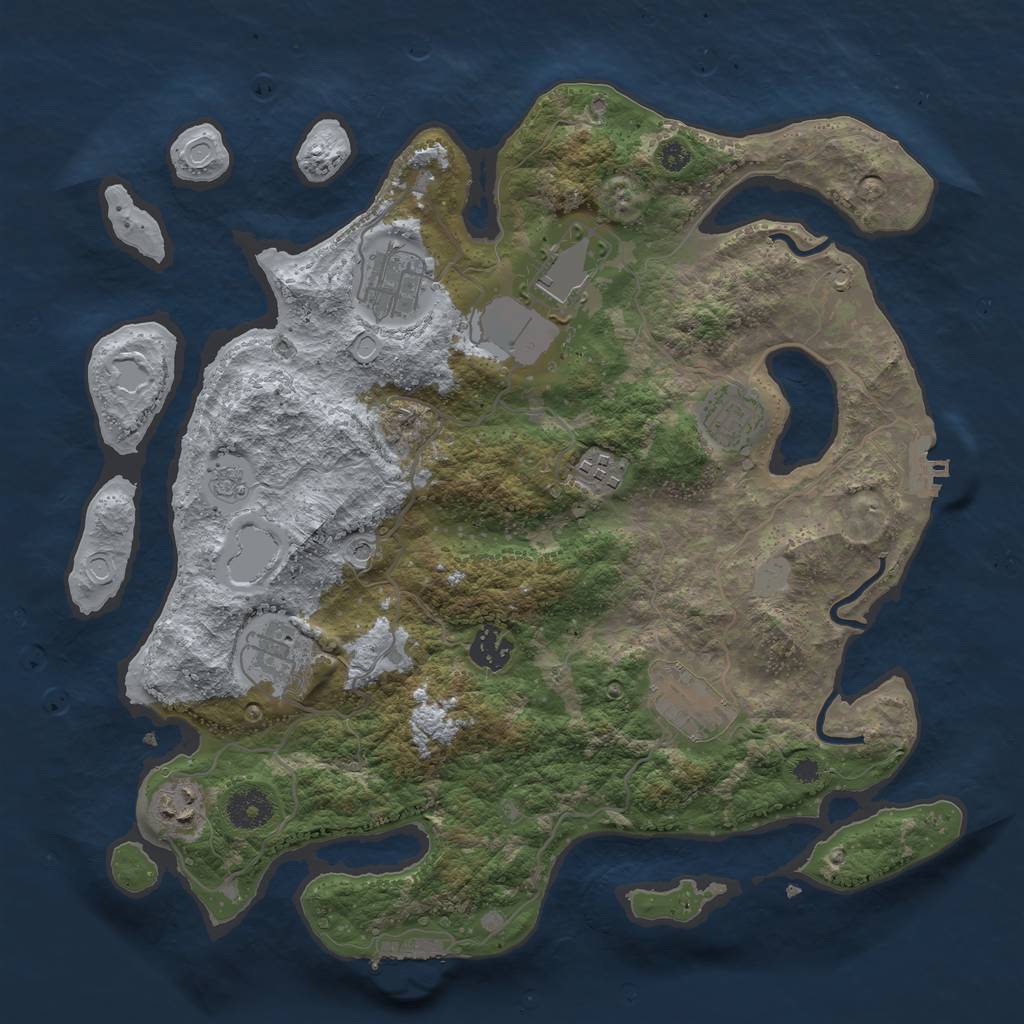 Rust Map: Procedural Map, Size: 3600, Seed: 203997183, 17 Monuments
