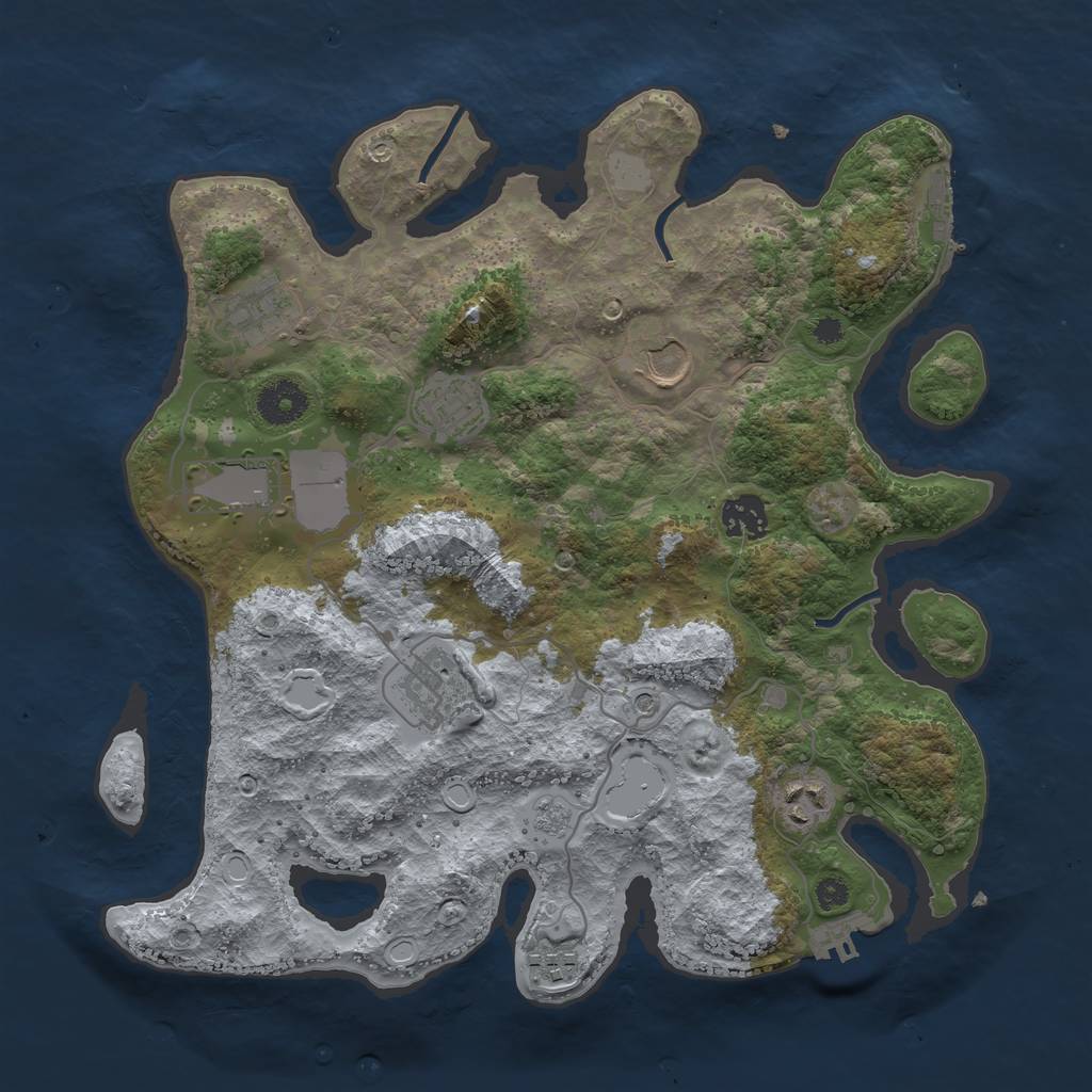 Rust Map: Procedural Map, Size: 3500, Seed: 1858447068, 15 Monuments