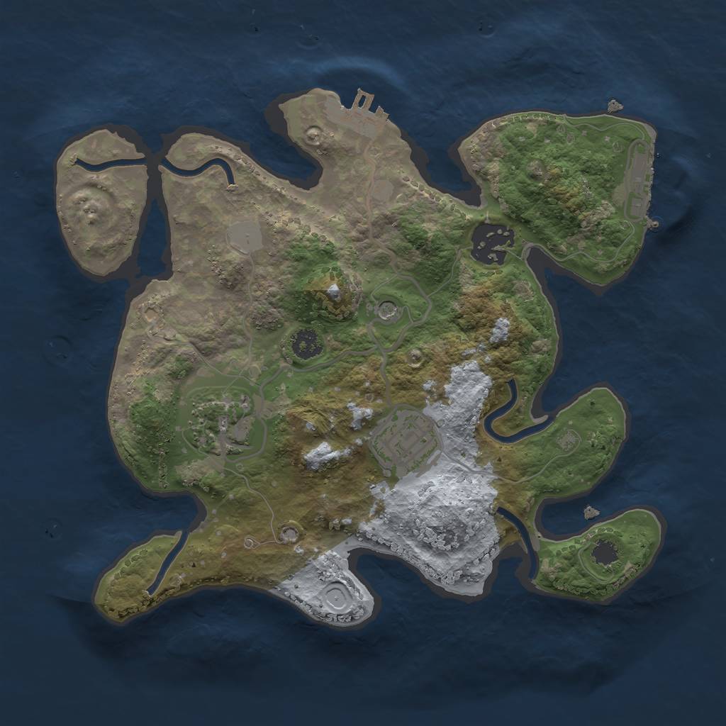 Rust Map: Procedural Map, Size: 2500, Seed: 465454, 11 Monuments