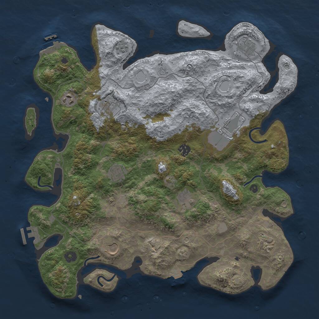 Rust Map: Procedural Map, Size: 4000, Seed: 2569, 16 Monuments