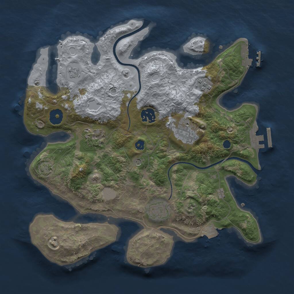 Rust Map: Procedural Map, Size: 3000, Seed: 1742177535, 11 Monuments