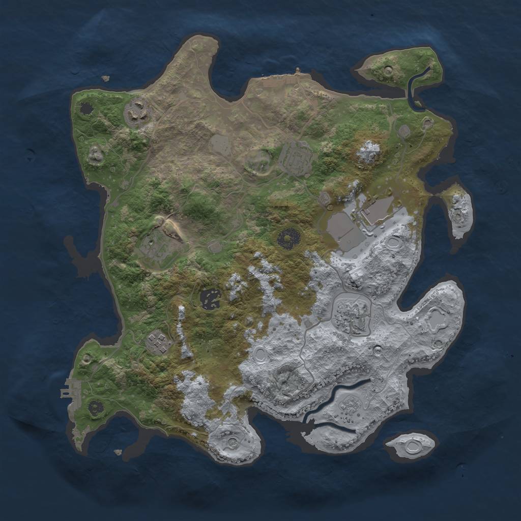 Rust Map: Procedural Map, Size: 3500, Seed: 79601064, 16 Monuments
