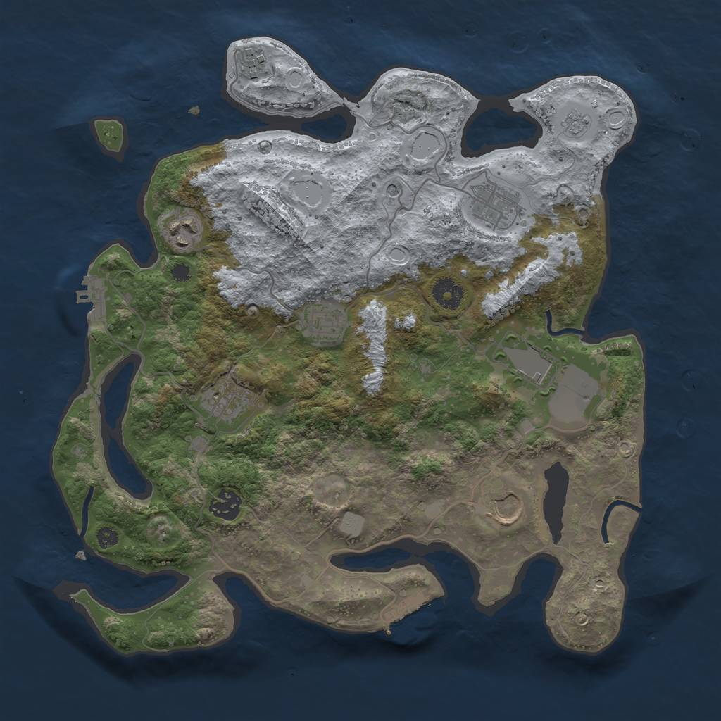 Rust Map: Procedural Map, Size: 3500, Seed: 128474275, 17 Monuments