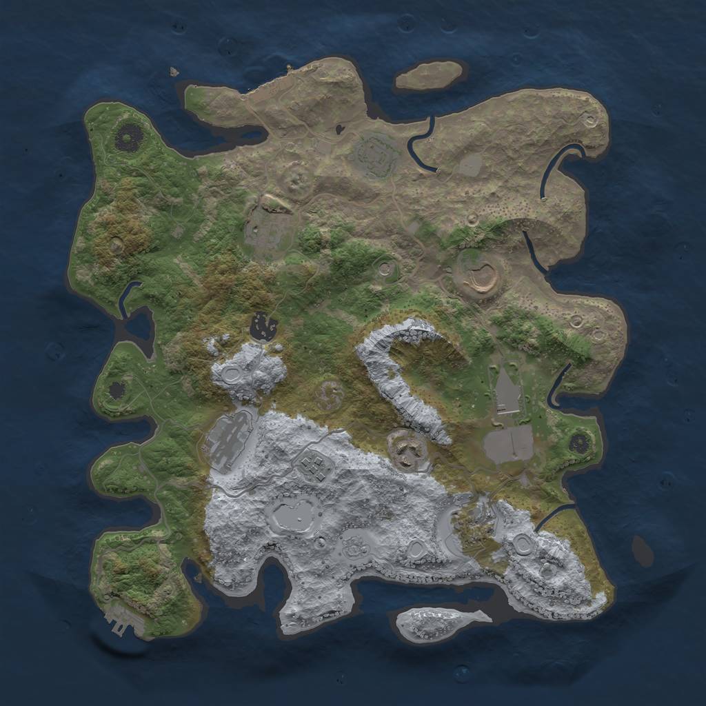 Rust Map: Procedural Map, Size: 3700, Seed: 971867, 18 Monuments