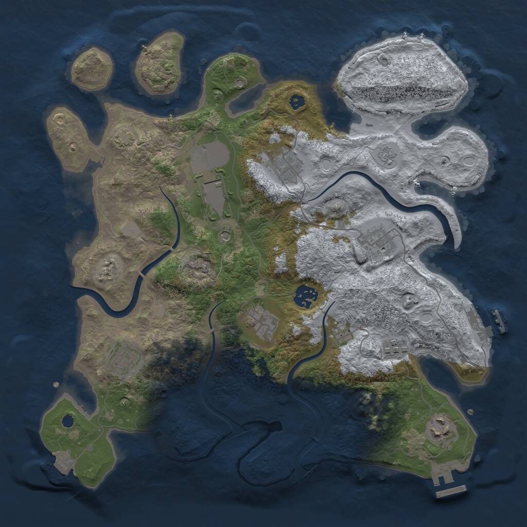 Rust Map: Procedural Map, Size: 3500, Seed: 48262088, 14 Monuments