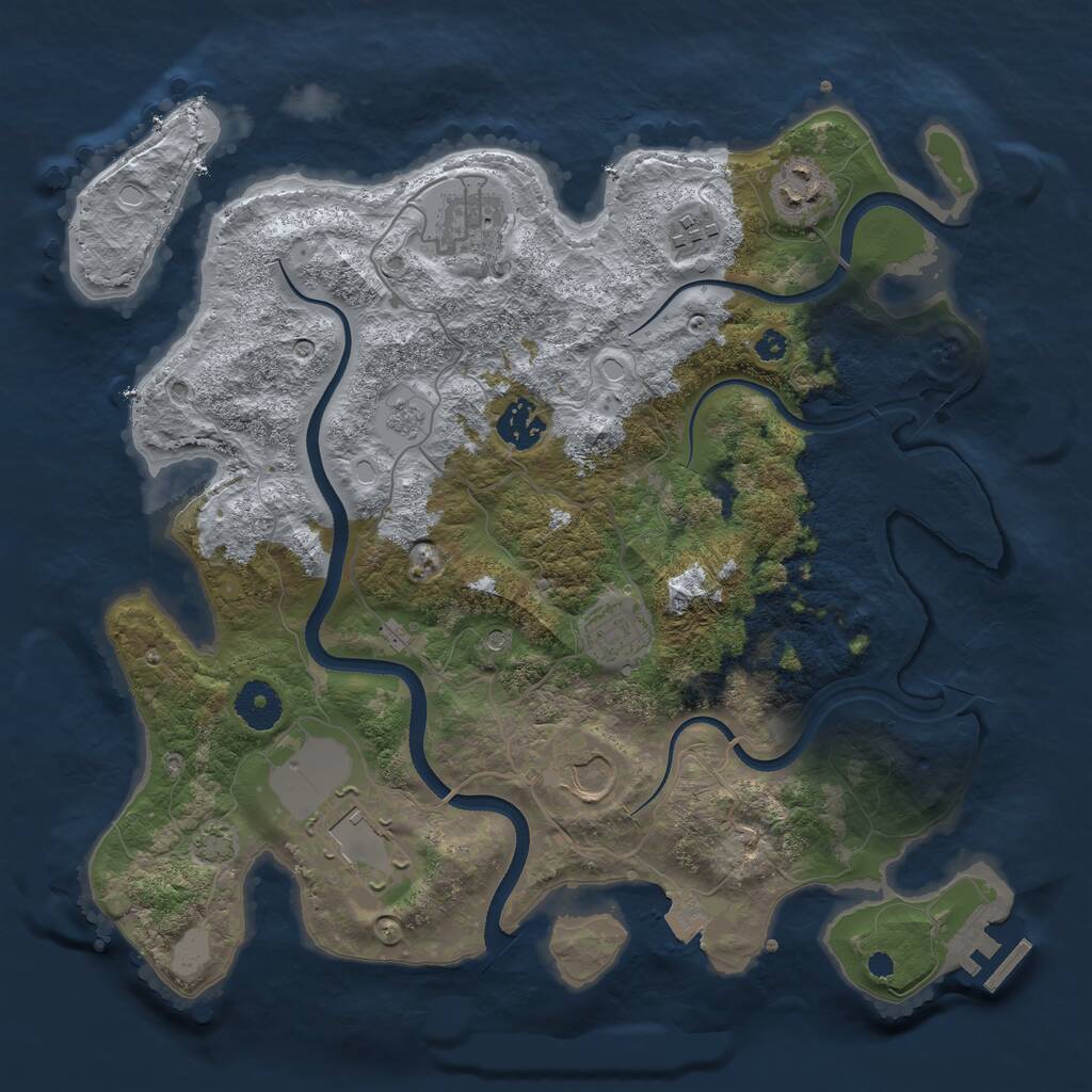 Rust Map: Procedural Map, Size: 3500, Seed: 54638893, 12 Monuments