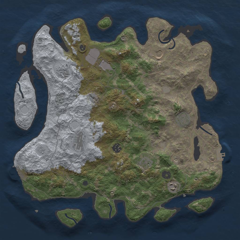Rust Map: Procedural Map, Size: 4000, Seed: 10368, 18 Monuments