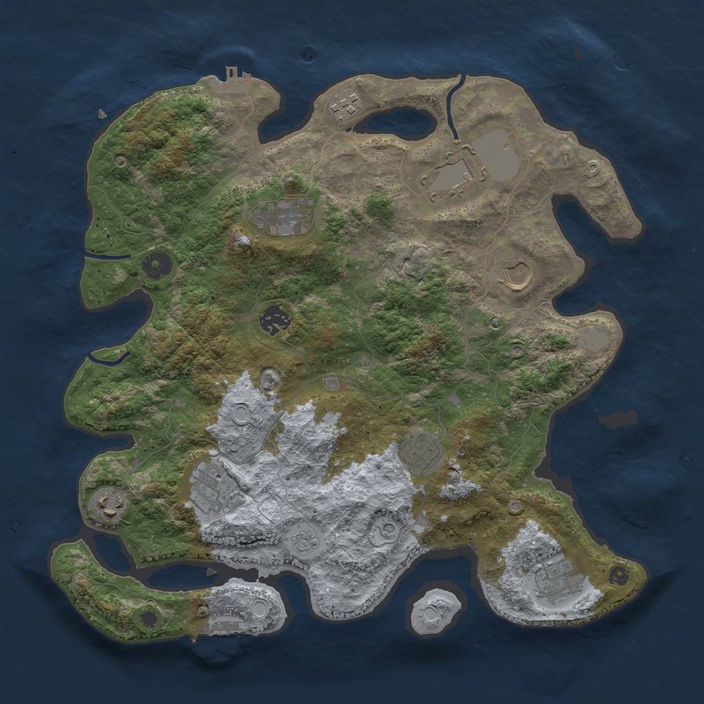 Rust Map: Procedural Map, Size: 3700, Seed: 170551, 18 Monuments
