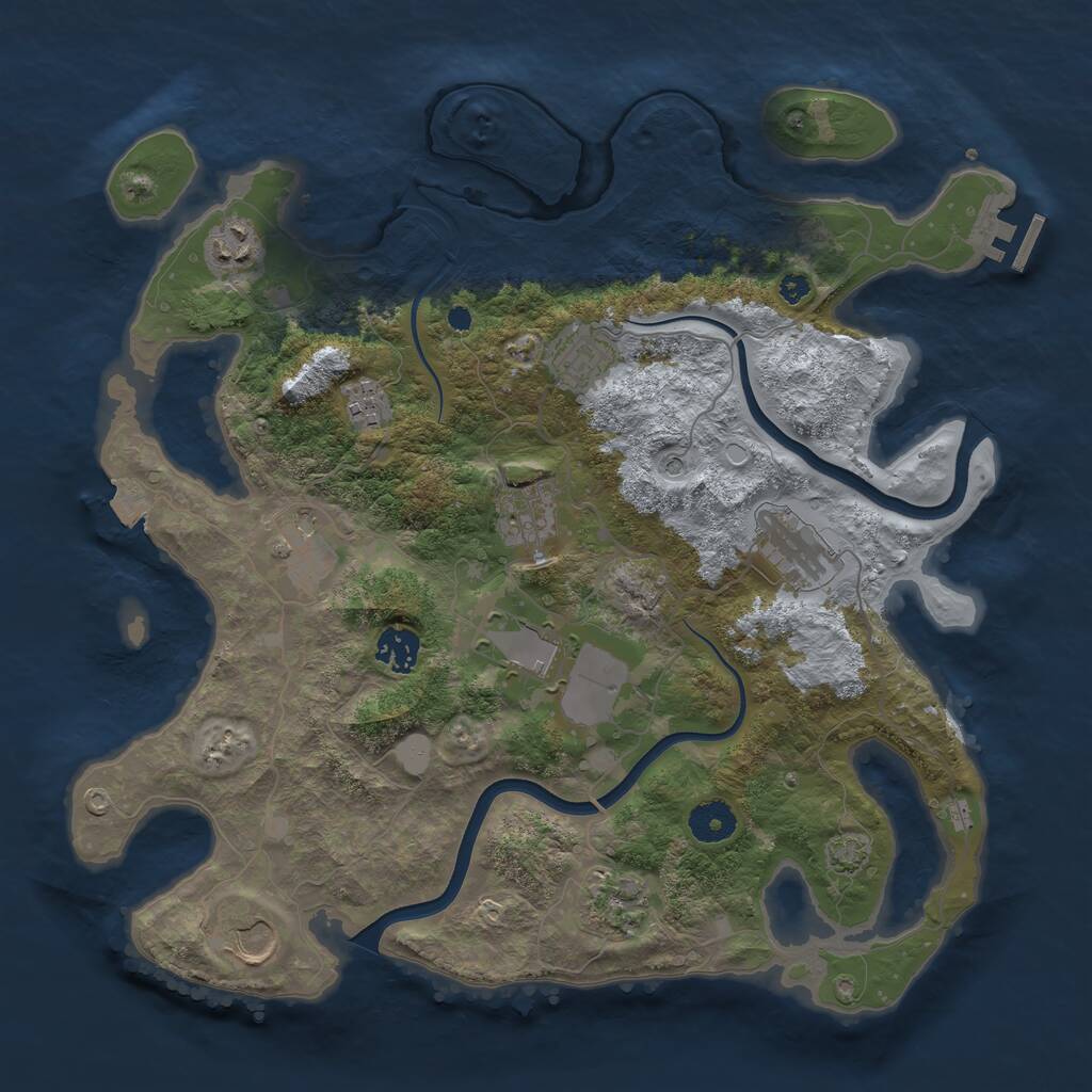 Rust Map: Procedural Map, Size: 3700, Seed: 711431, 14 Monuments