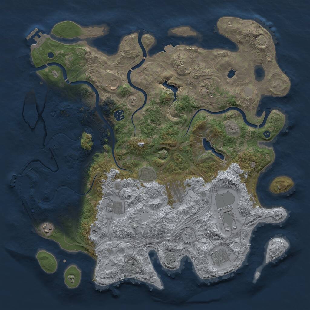 Rust Map: Procedural Map, Size: 4250, Seed: 1234567908, 16 Monuments