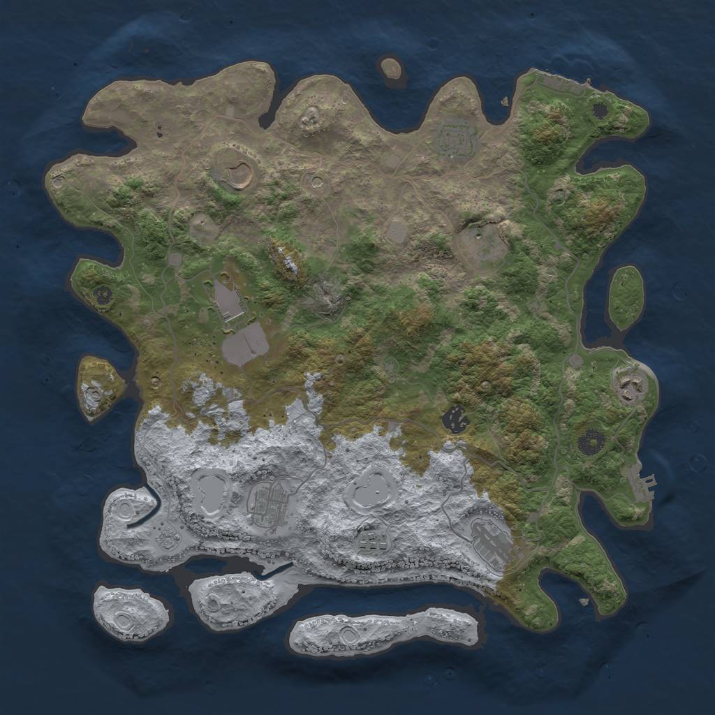 Rust Map: Procedural Map, Size: 4000, Seed: 52355, 18 Monuments