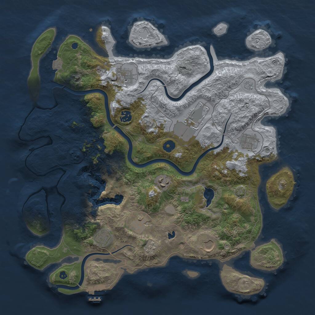 Rust Map: Procedural Map, Size: 4000, Seed: 533027173, 14 Monuments