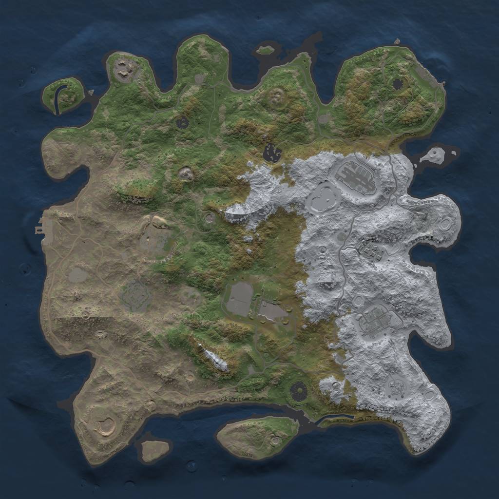 Rust Map: Procedural Map, Size: 4000, Seed: 34527, 18 Monuments