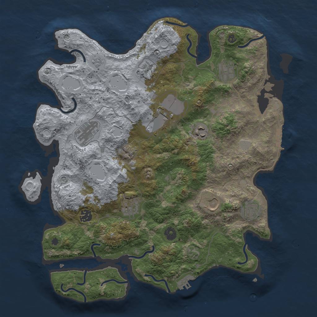 Rust Map: Procedural Map, Size: 3750, Seed: 374929471, 18 Monuments