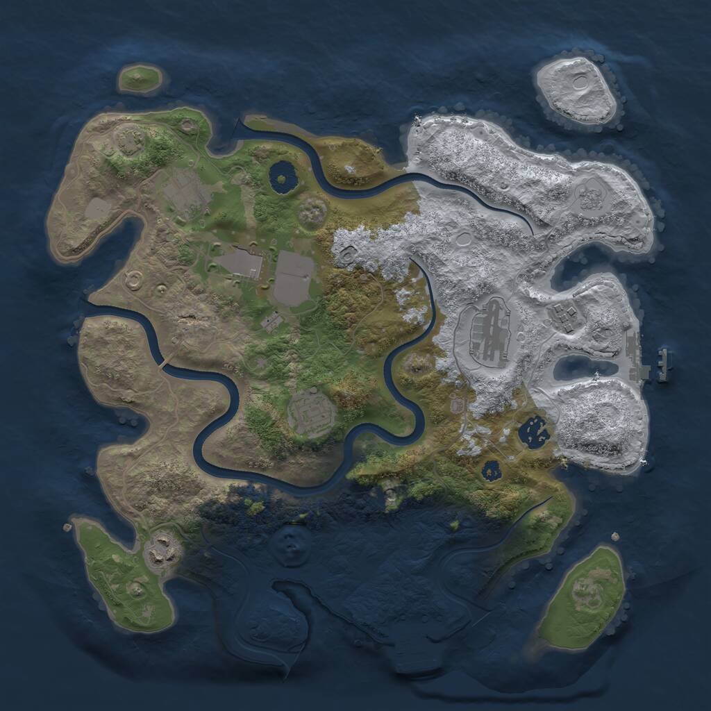 Rust Map: Procedural Map, Size: 3500, Seed: 1165716545, 13 Monuments