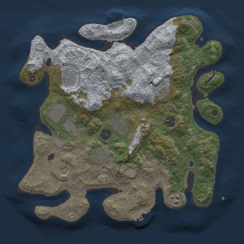 Rust Map: Procedural Map, Size: 3500, Seed: 83494496, 17 Monuments