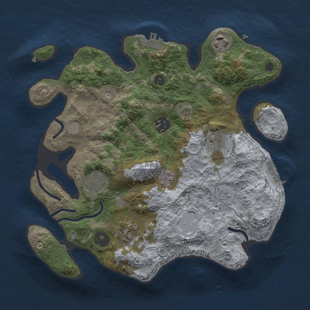 Rust Map: Procedural Map, Size: 3000, Seed: 1351333319, 15 Monuments