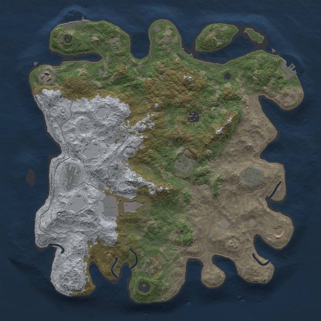 Rust Map: Procedural Map, Size: 4000, Seed: 1060, 18 Monuments