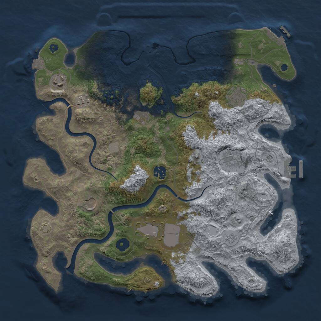 Rust Map: Procedural Map, Size: 3700, Seed: 694034, 14 Monuments