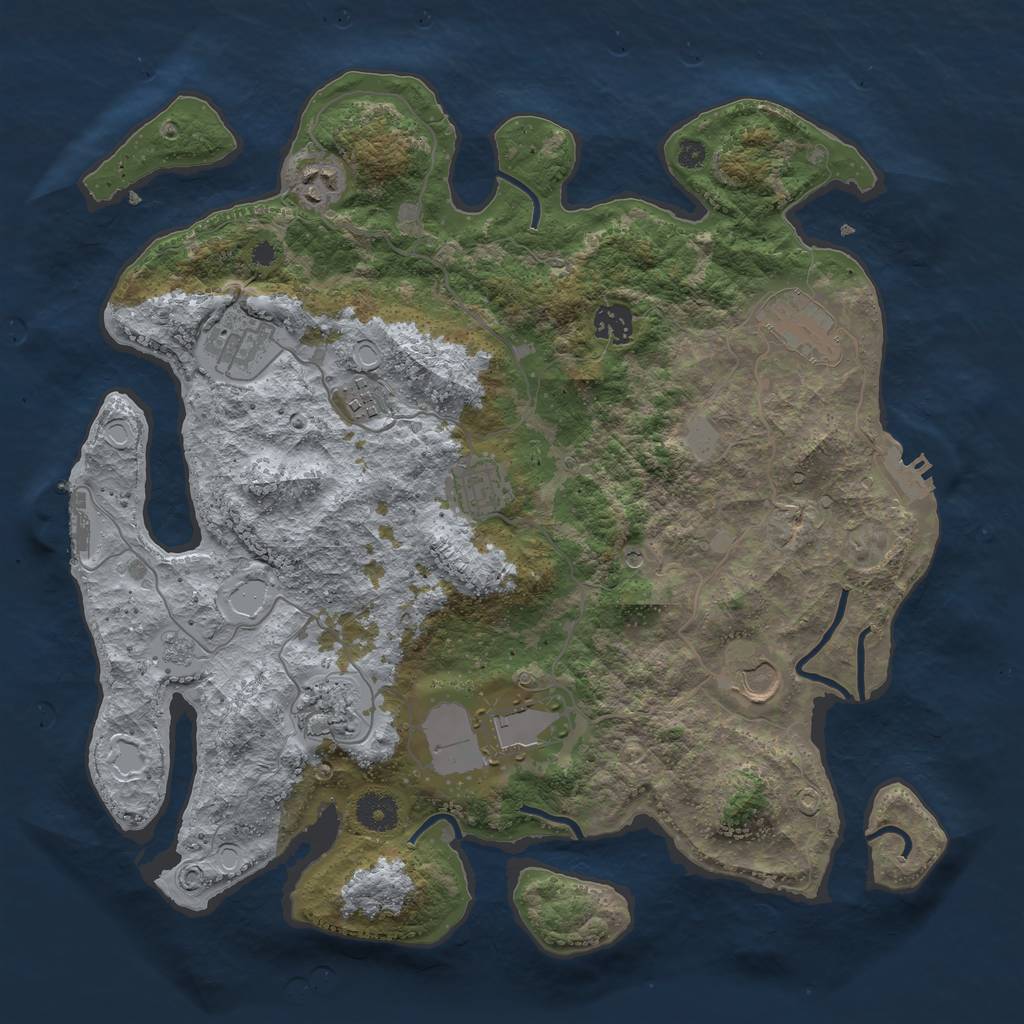 Rust Map: Procedural Map, Size: 3750, Seed: 224994161, 18 Monuments