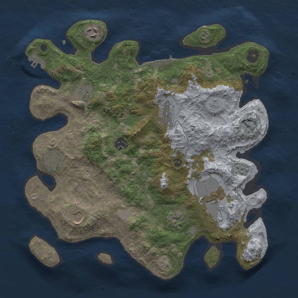 Rust Map: Procedural Map, Size: 3500, Seed: 1129450319, 18 Monuments