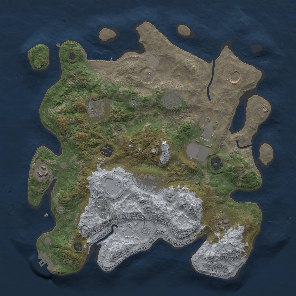 Rust Map: Procedural Map, Size: 3500, Seed: 1612825342, 17 Monuments