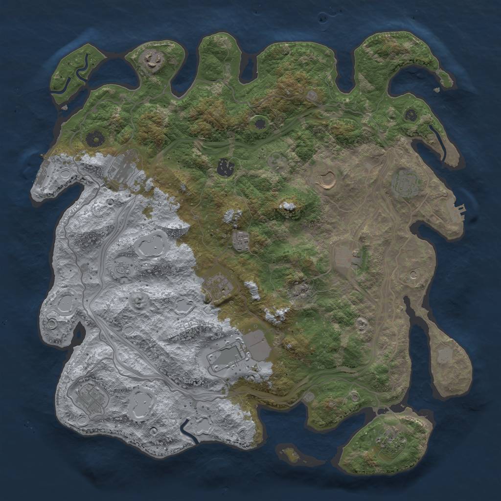 Rust Map: Procedural Map, Size: 4250, Seed: 68453678, 18 Monuments