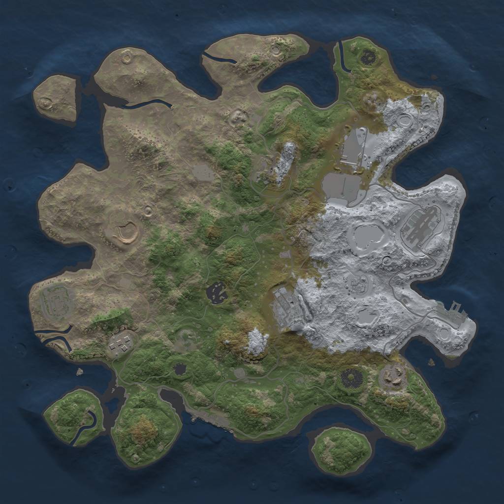 Rust Map: Procedural Map, Size: 3500, Seed: 19436292, 17 Monuments
