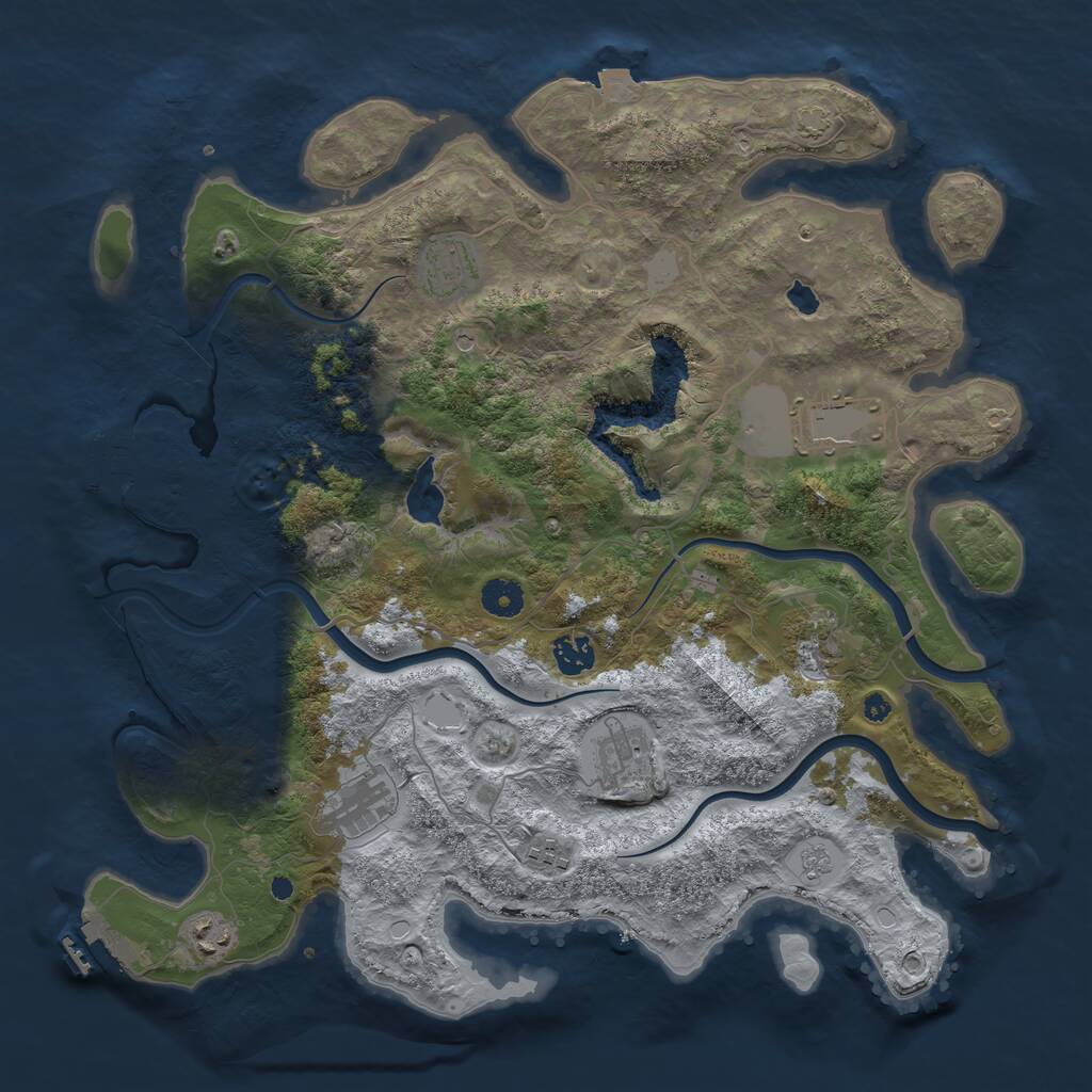 Rust Map: Procedural Map, Size: 4000, Seed: 2046250617, 14 Monuments