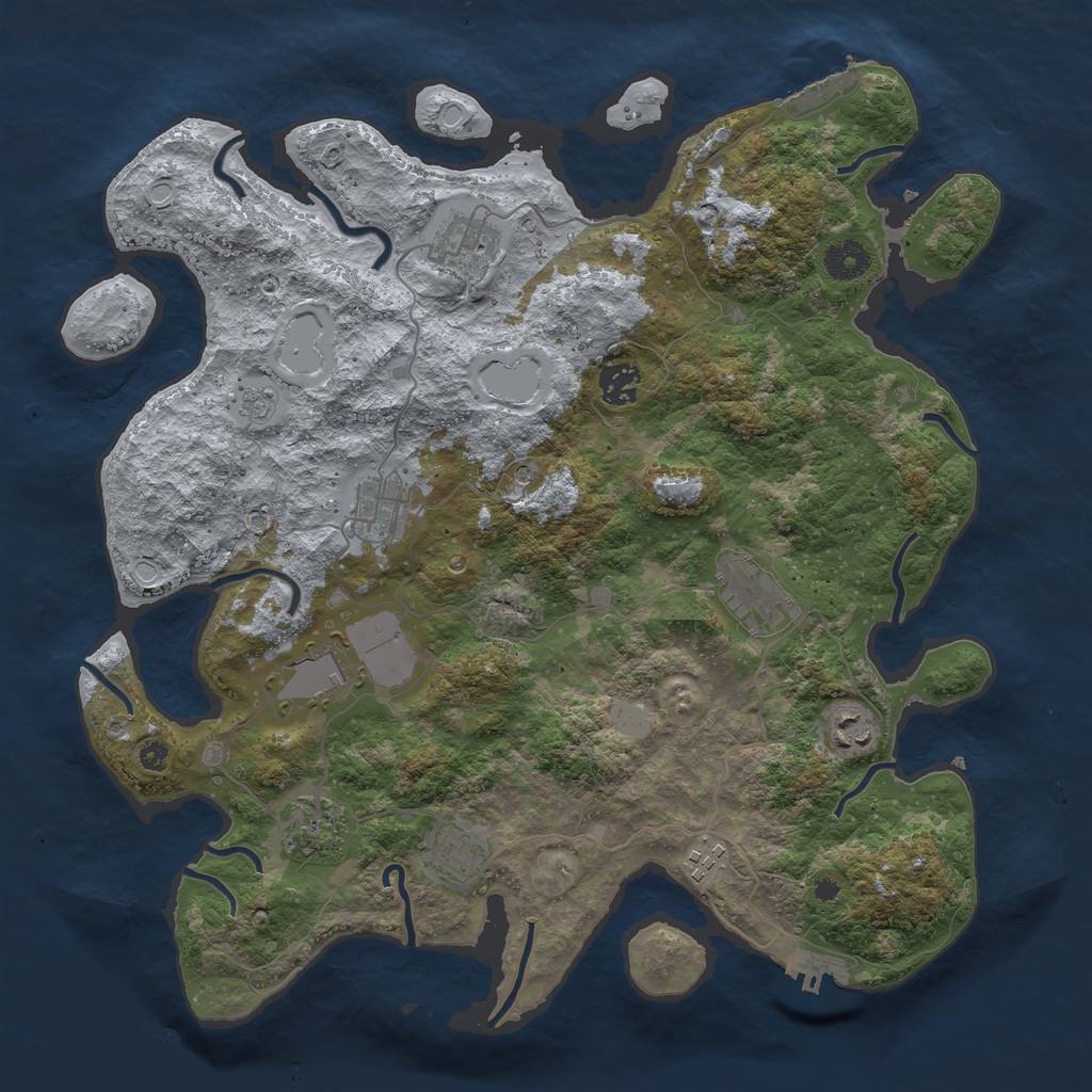 Rust Map: Procedural Map, Size: 3800, Seed: 23412, 18 Monuments