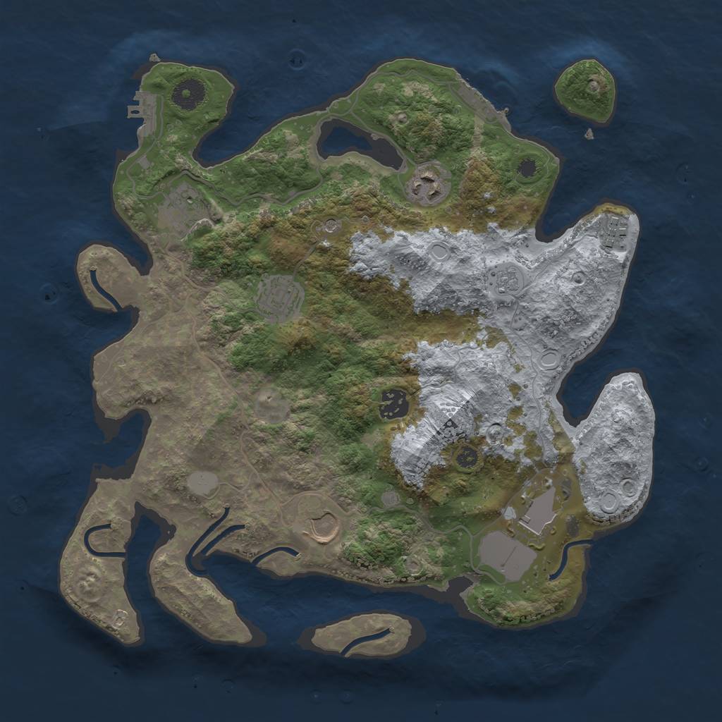Rust Map: Procedural Map, Size: 3500, Seed: 59245216, 16 Monuments