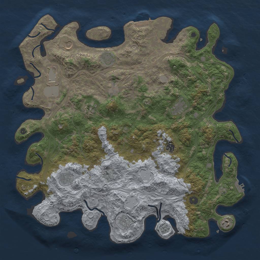 Rust Map: Procedural Map, Size: 4500, Seed: 1080, 18 Monuments