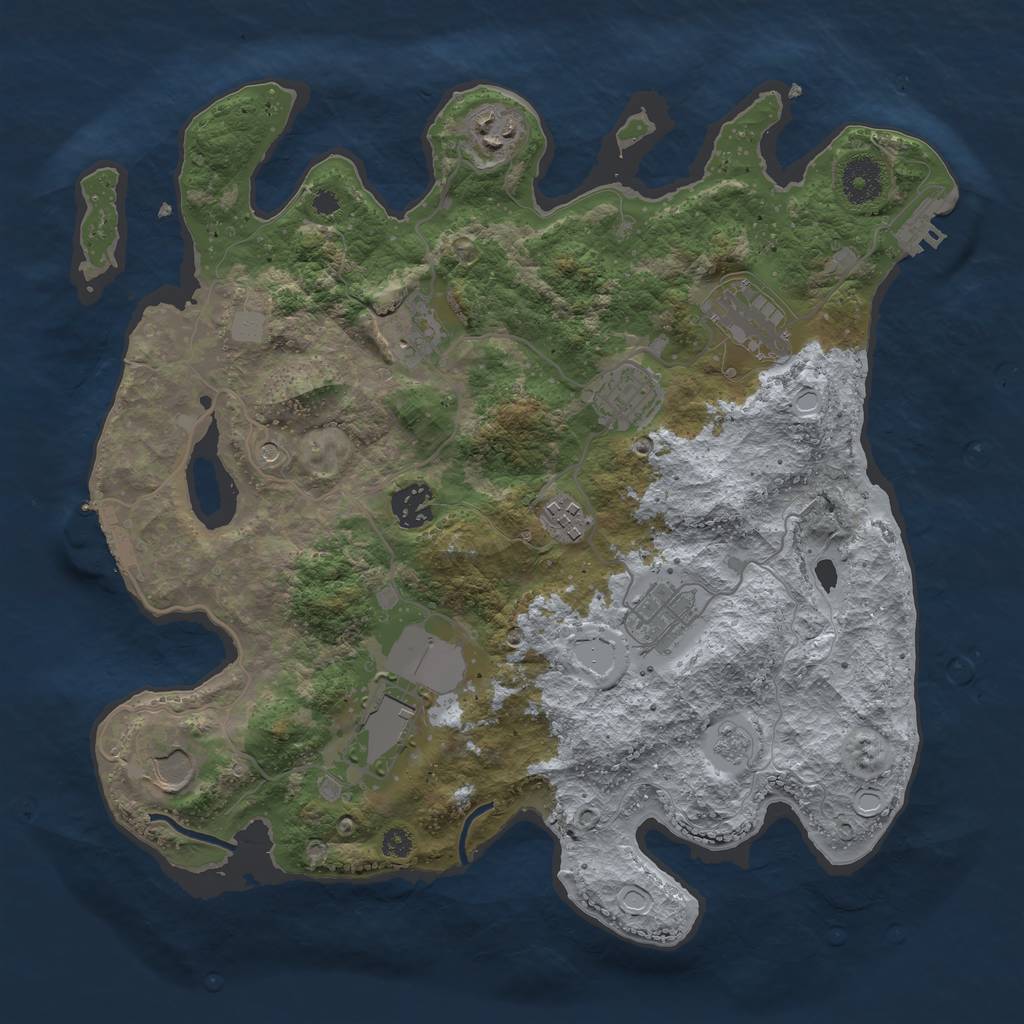 Rust Map: Procedural Map, Size: 3500, Seed: 57819113, 18 Monuments
