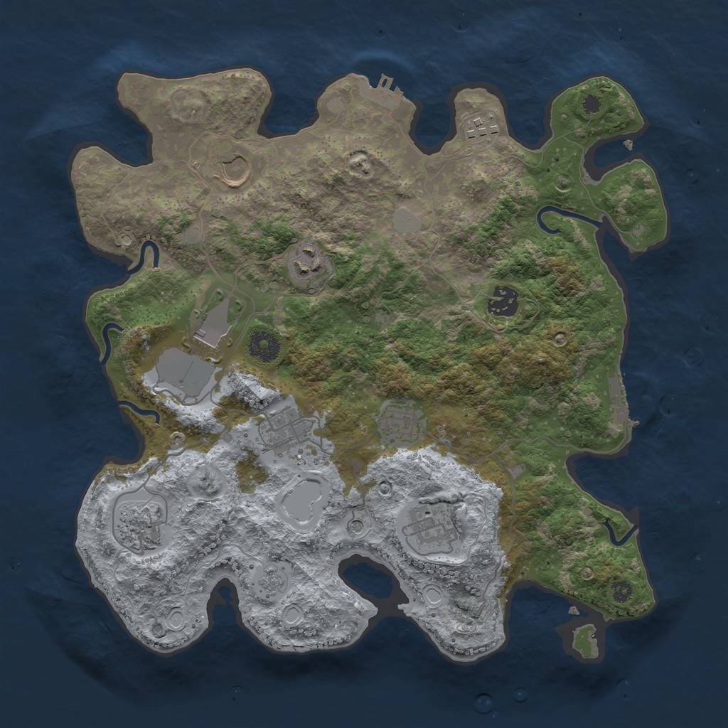 Rust Map: Procedural Map, Size: 3500, Seed: 96198722, 18 Monuments