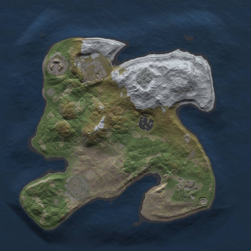 Rust Map: Barren, Size: 2500, Seed: 618396, 8 Monuments